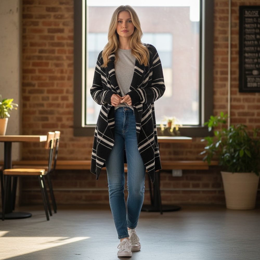 Coldwater‎ Creek Wool Blend Open Front Cardigan Sweater M (10-12) (B710)